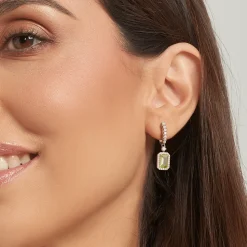 Earring Diam Peridots 18kt