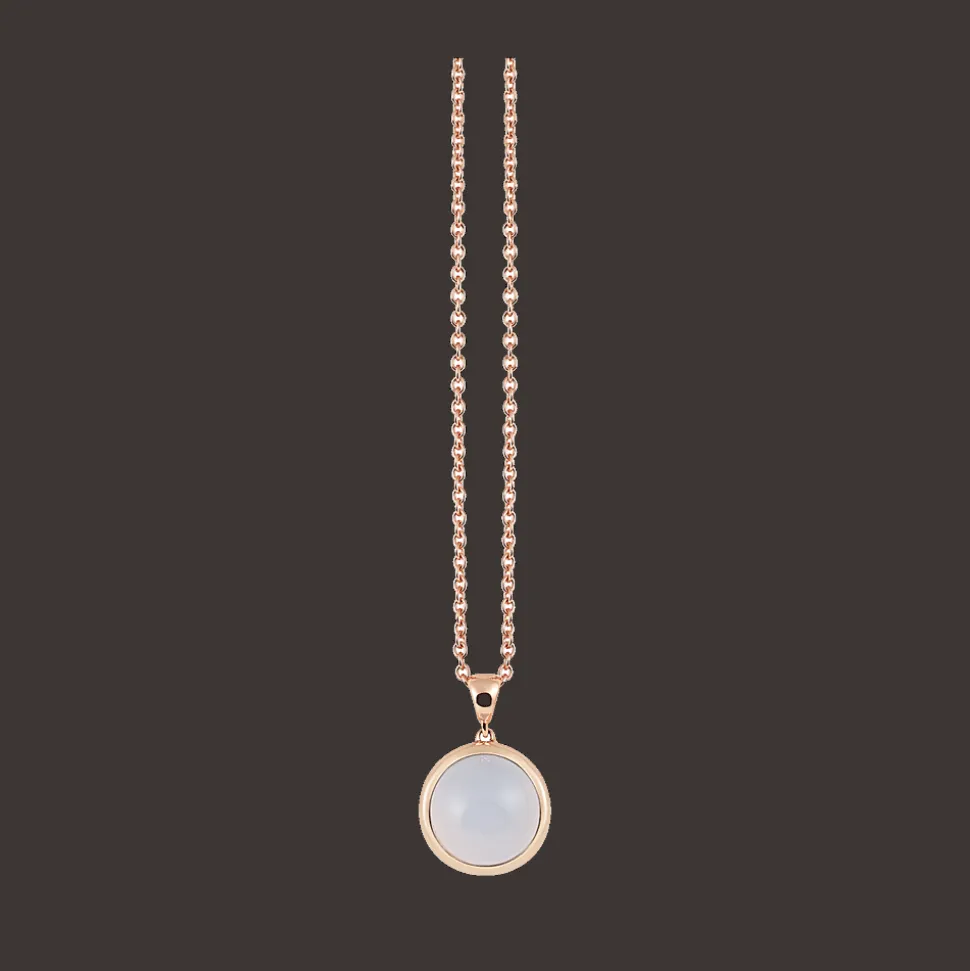 Halsketting 18kt Rose goud Chalcedoon Blauw