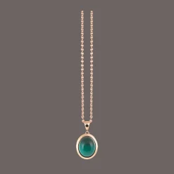 Halsketting 18kt Rose goud Quarz Petrol