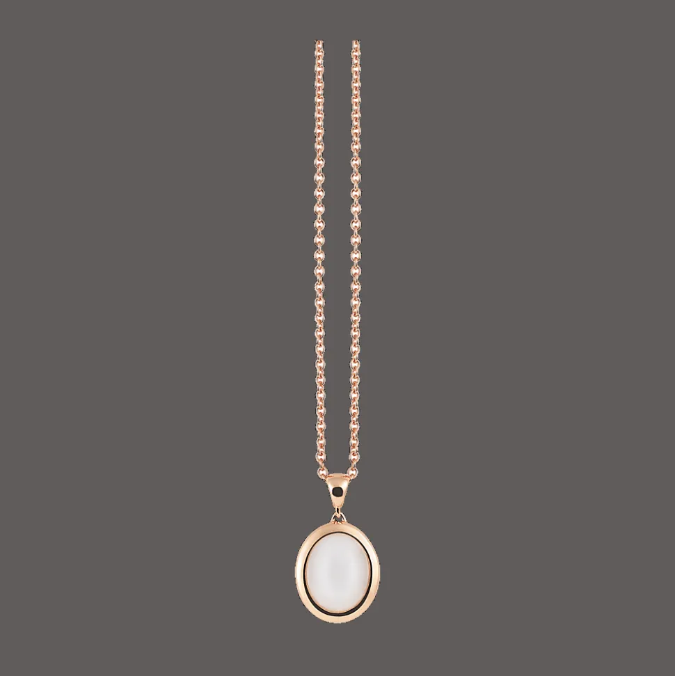 Halsketting 18kt Rose goud Maansteen