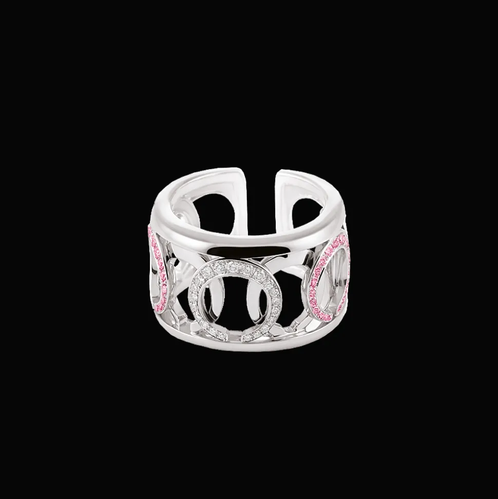 Mezzaluna Ring Witgoud Diamant Roze Saffier