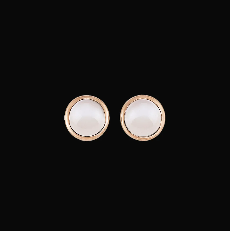 Oorbellen 18kt Rose goud Moonstone White