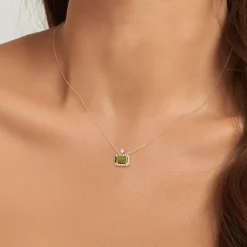Pendant Gold diam Peridot Chain