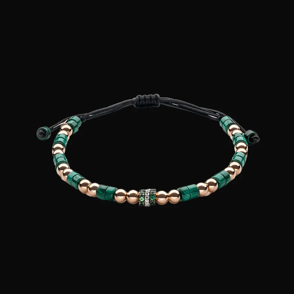 Wolf Armband 18kt Rose goud Malachite Diamant