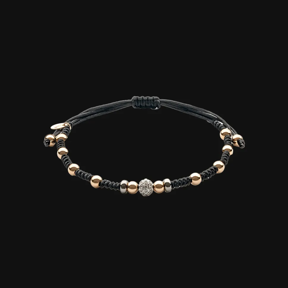 Wolf Armband 18kt Rose goud Diamant Macrame
